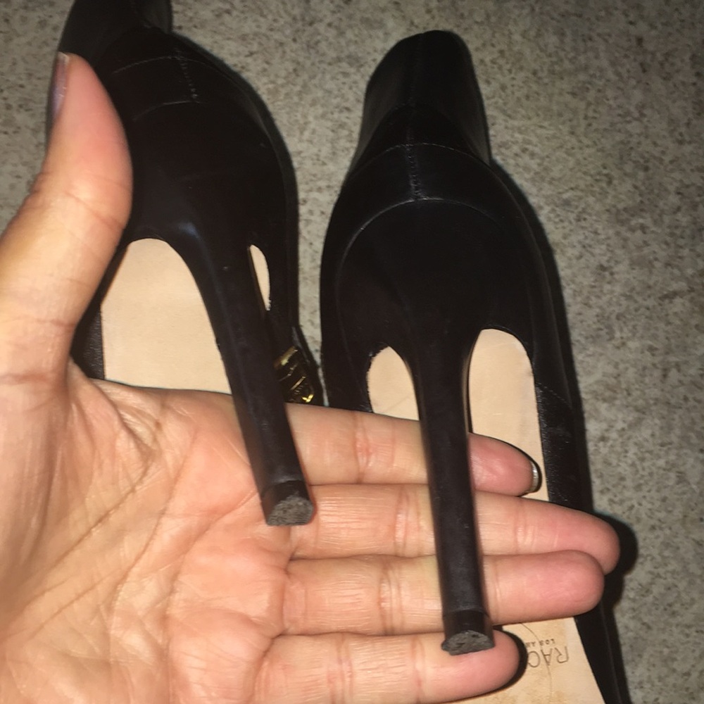 RACHEL ZOE REAL LEATHER N SATIN LEATHER SOLED BADAZZ STILETTO BOOTIES SI… - Picture 8 of 12